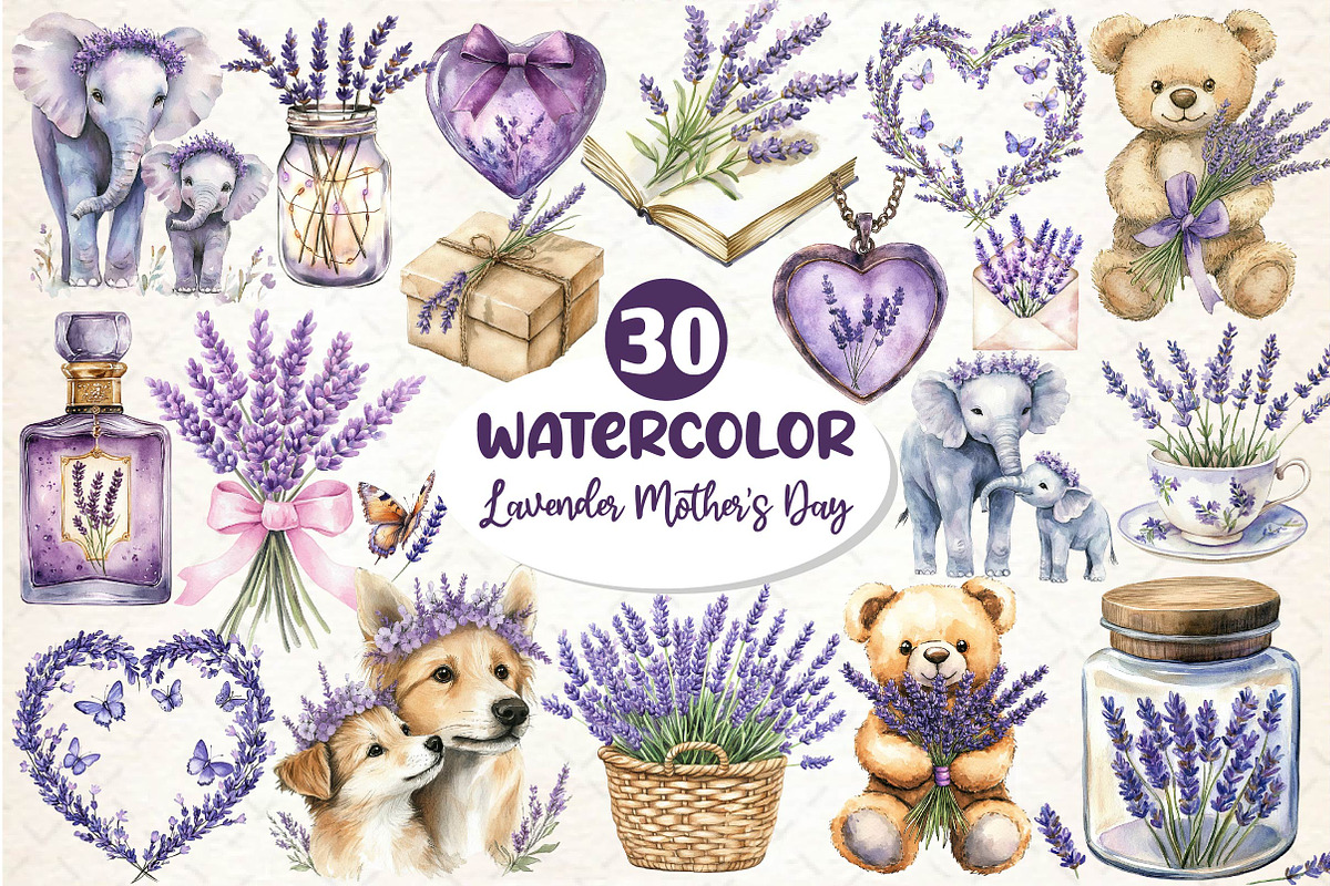 Lavender Mother’s Day Clipart, an Illustration by Dream Creation (Photo 1 of 6)