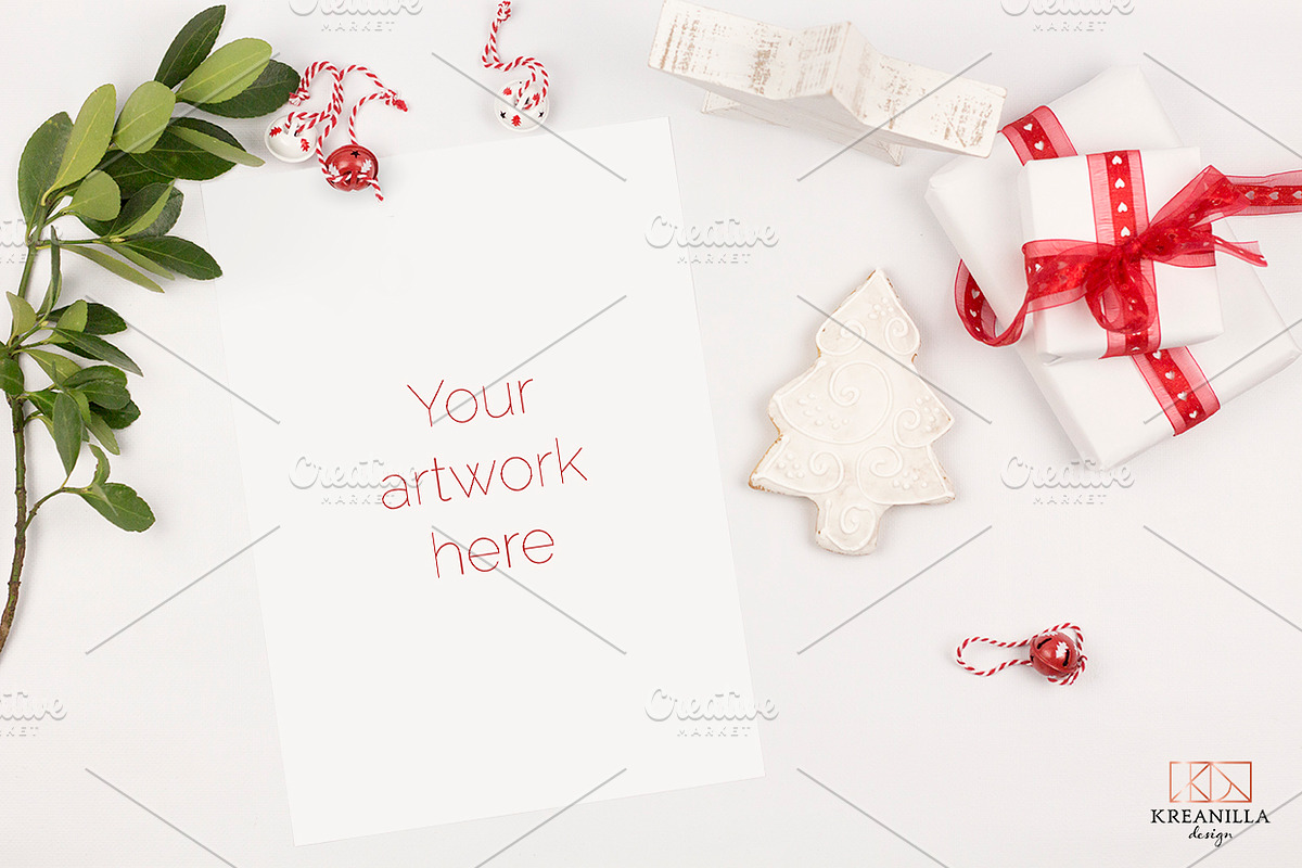 Red & White Christmas Pics & Mockups, a Print Template by Kreanille Design (Photo 4 of 4)