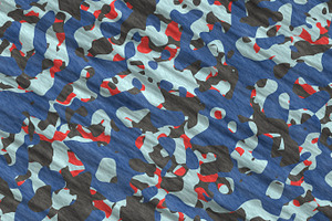 Gray Blue Red Army Camouflage Background. Military Uniform Cloth