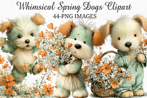 Whimsical Spring Dogs Clipart, an Illustration by Craft Nest