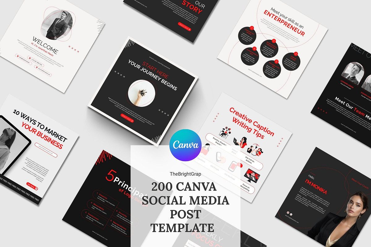 Instagram Templates for Entrepreneur, a Social Media Template by TheBrightGrap (Photo 1 of 18)