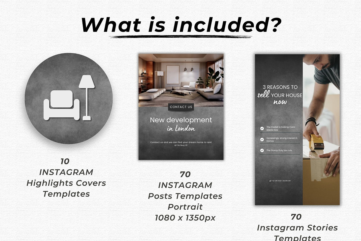 Real Estate Instagram Templates, a Social Media Template by Talipic Designs (Photo 2 of 8)