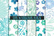 Cool Watercolor Floral Backgrounds, a Pattern Graphic by Paper Element (Thumbnail 1 of 7)