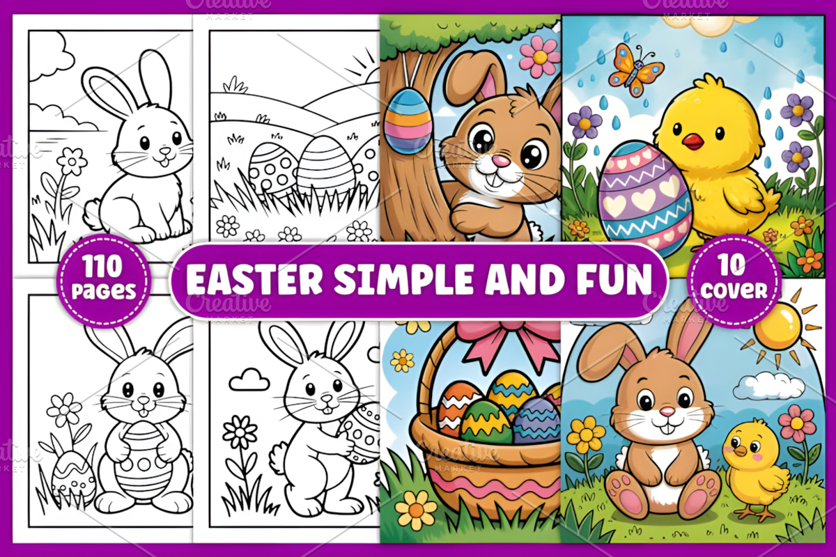 Easter Simple and Fun Coloring Pages, a Seasonal Illustration by Ink Gallery (Photo 1 of 5)