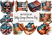 Vintage Grunge American Flag Clipart, an Illustration by DreamArtGraphic (Thumbnail 1 of 6)