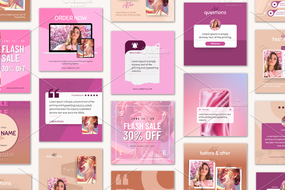 70 Beauty & Spa Template Pack, a Social Media Template by Design Space (Photo 3 of 5)