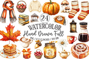 Hand Drawn Fall Clipart Set PNG