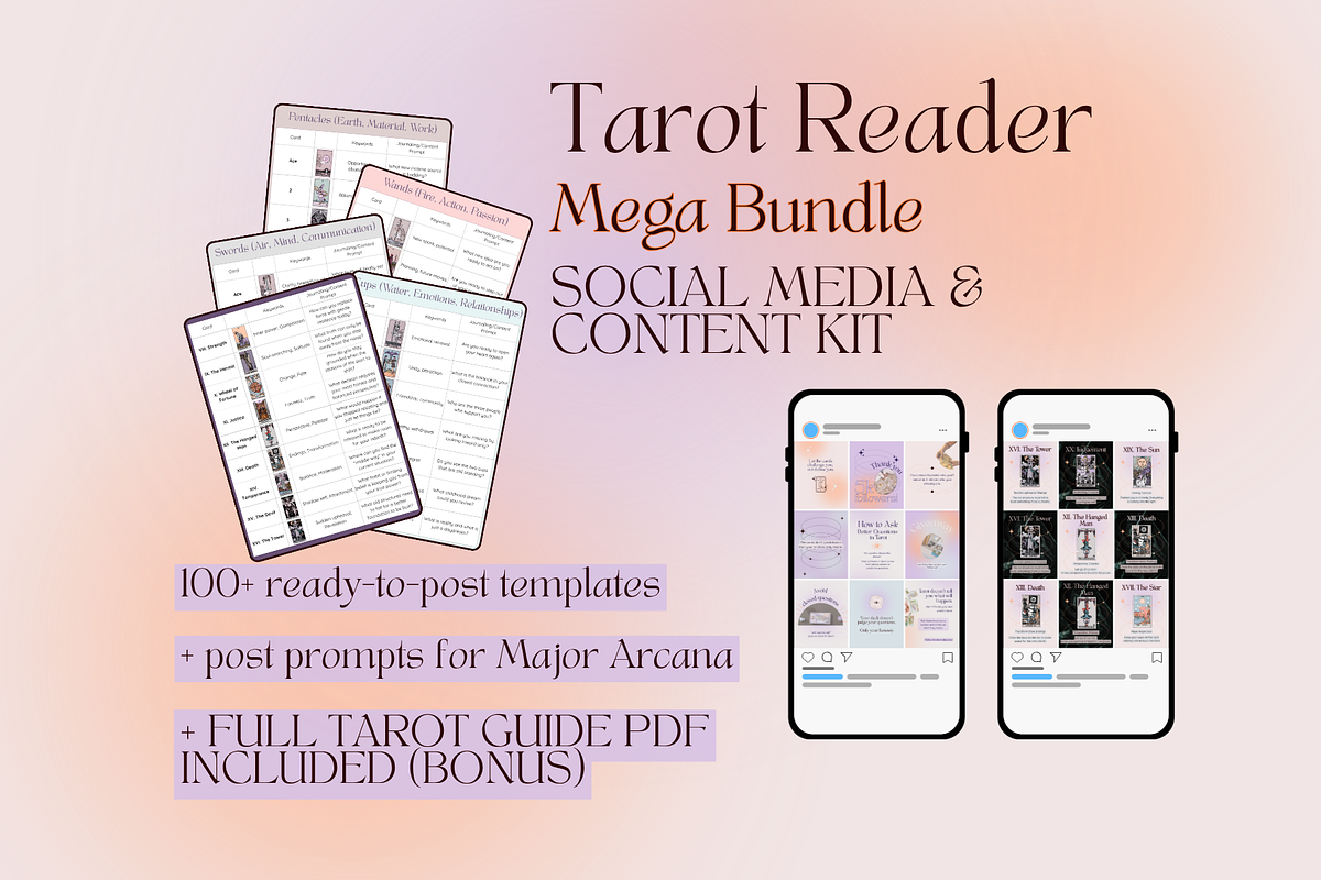 Tarot Reader Social Media Kit BUNDLE, a Social Media Template by Mochi Atelier (Photo 1 of 12)