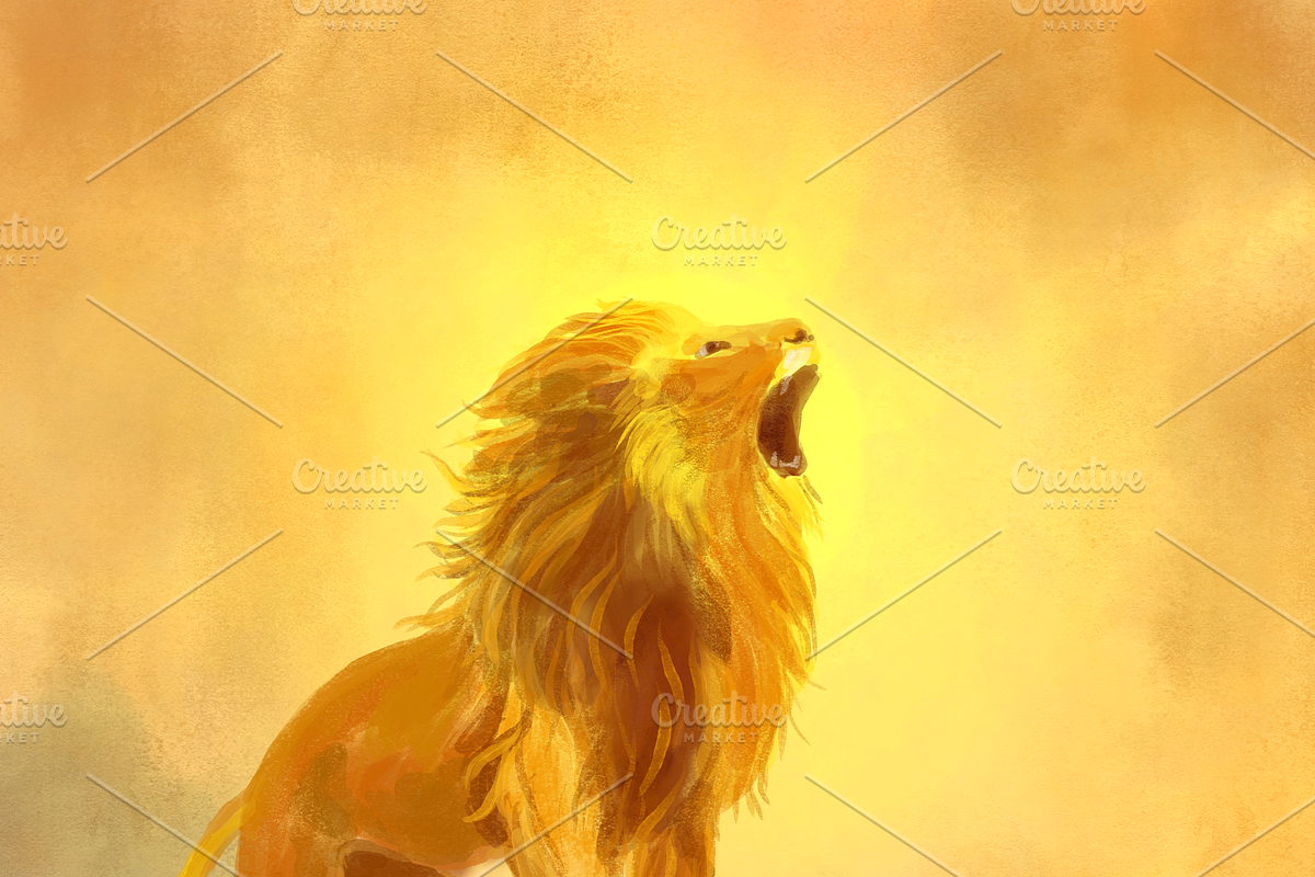Lion in the sunset, an Illustration by AMMi