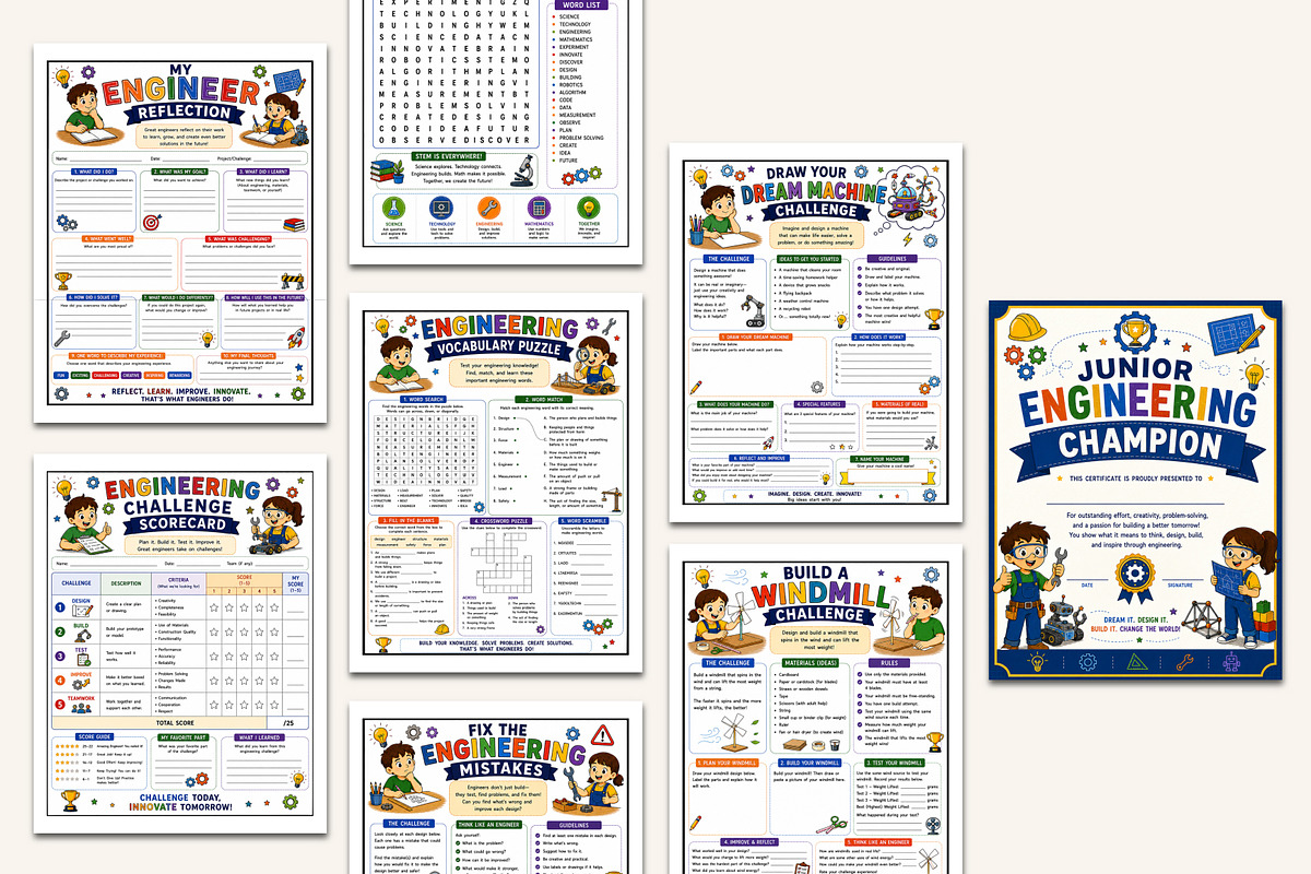 Engineering Challenge Workbook, a Stationery Template by Designmela01 (Photo 4 of 5)