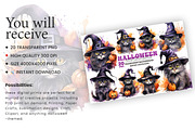 Watercolor Halloween Cat PNG Bundle, a Seasonal Illustration by Creative Arslan (Thumbnail 3 of 7)