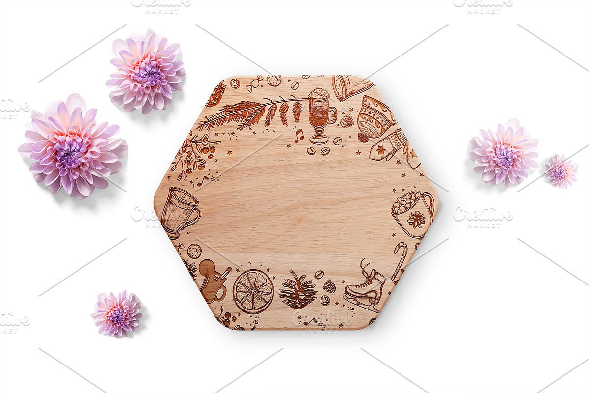 Engraved Hexagonal Wooden Coasters, a Product Mockup by Moonlight Creative (Photo 5 of 8)