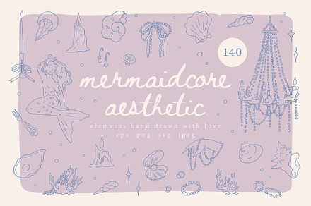 Mermaidcore aesthetic clipart set, a Seasonal Illustration by Cute vector