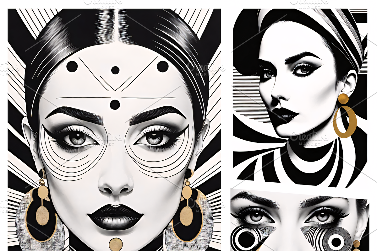 “Graphic Goddess Portraits” bundle, an Illustration by ETARA by Mea Hau (Photo 1 of 6)