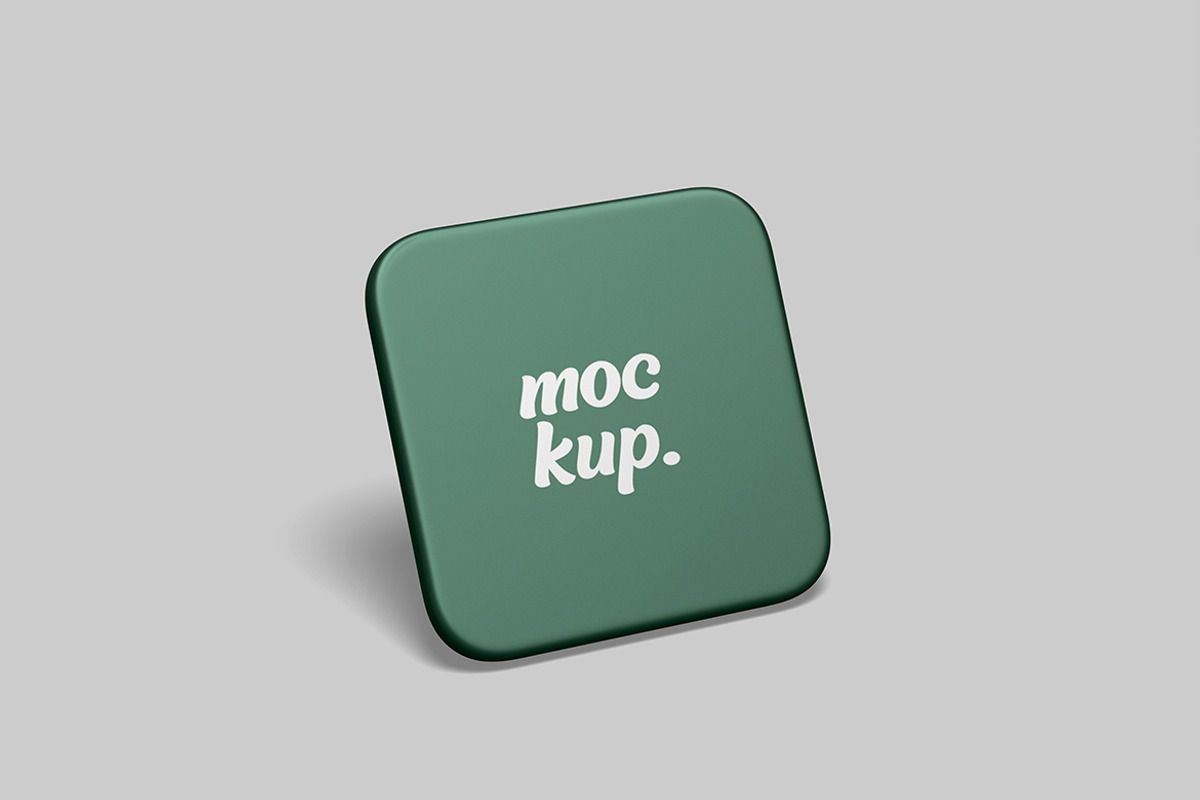 Square Button Badge Mockup, a Mockup by DxSLEX (Photo 2 of 5)