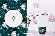 Cranes & Flowers PNG Patterns & Art, a Graphic by Gabba Delgado (Thumbnail 10 of 13)