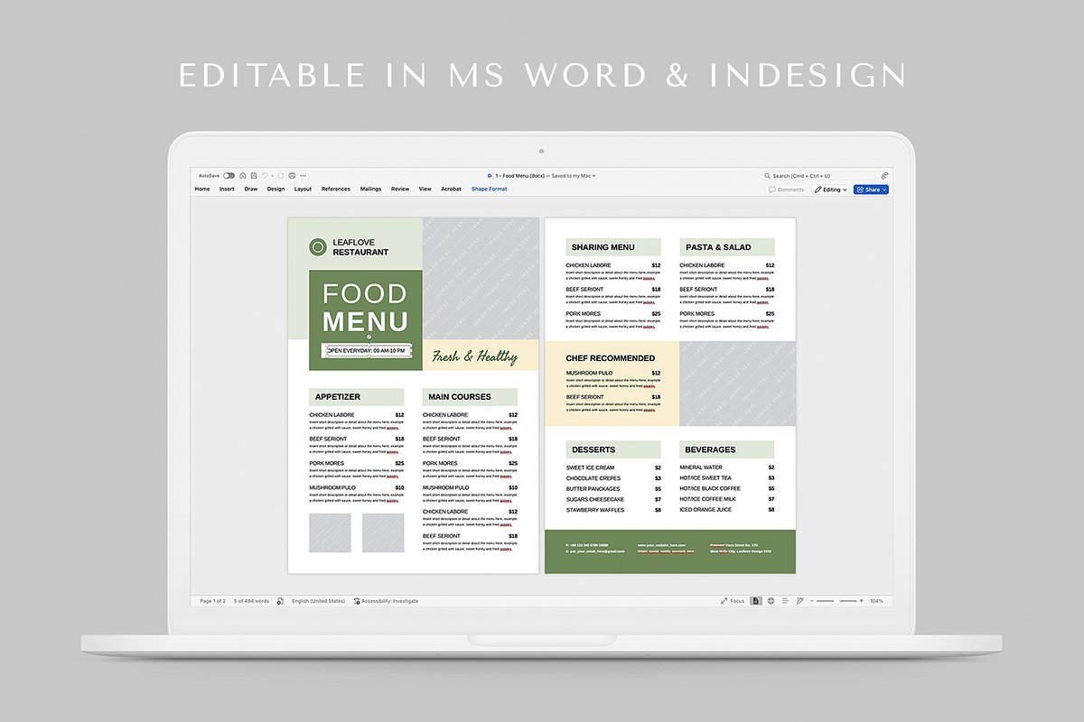 Food Menu, a Flyer Template by Leaflove (Photo 5 of 5)