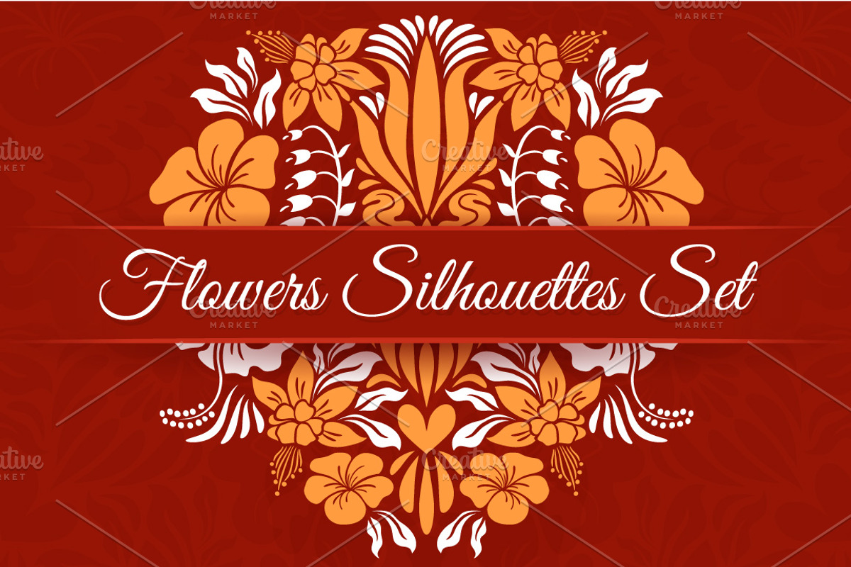 Flowers Silhouettes Set, an Illustration by Lianella's Shop (Photo 1 of 5)