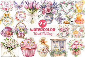 Floral Mothers Day Clipart, an Illustration by CreationArt