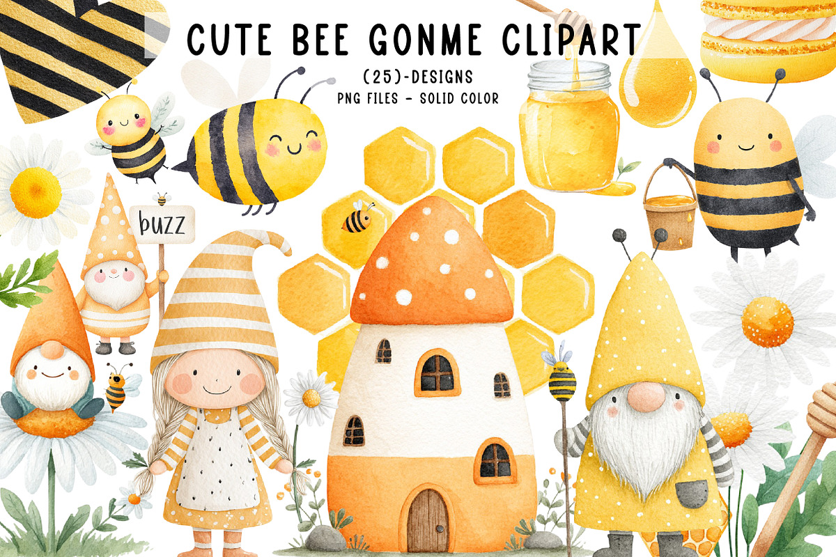 Cute Bee Gonm Clipart, an Illustration by CreationArt (Photo 1 of 5)