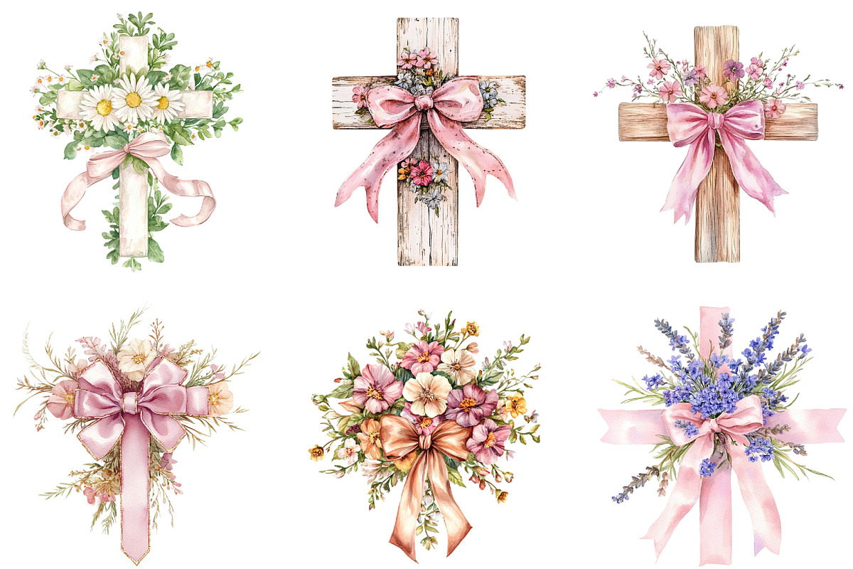 Spring Floral Cross Coquette, a Seasonal Illustration by DreamArtGraphic (Photo 3 of 4)