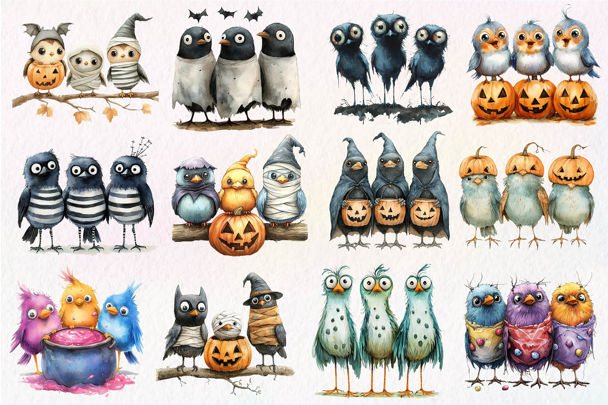 Halloween Quirky Birds Clipart, an Illustration by Dream Creation (Photo 6 of 6)
