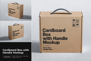 Cardboard Box with Handle Mockup, a Cups & Container Mockup by Pitchlook.Studio
