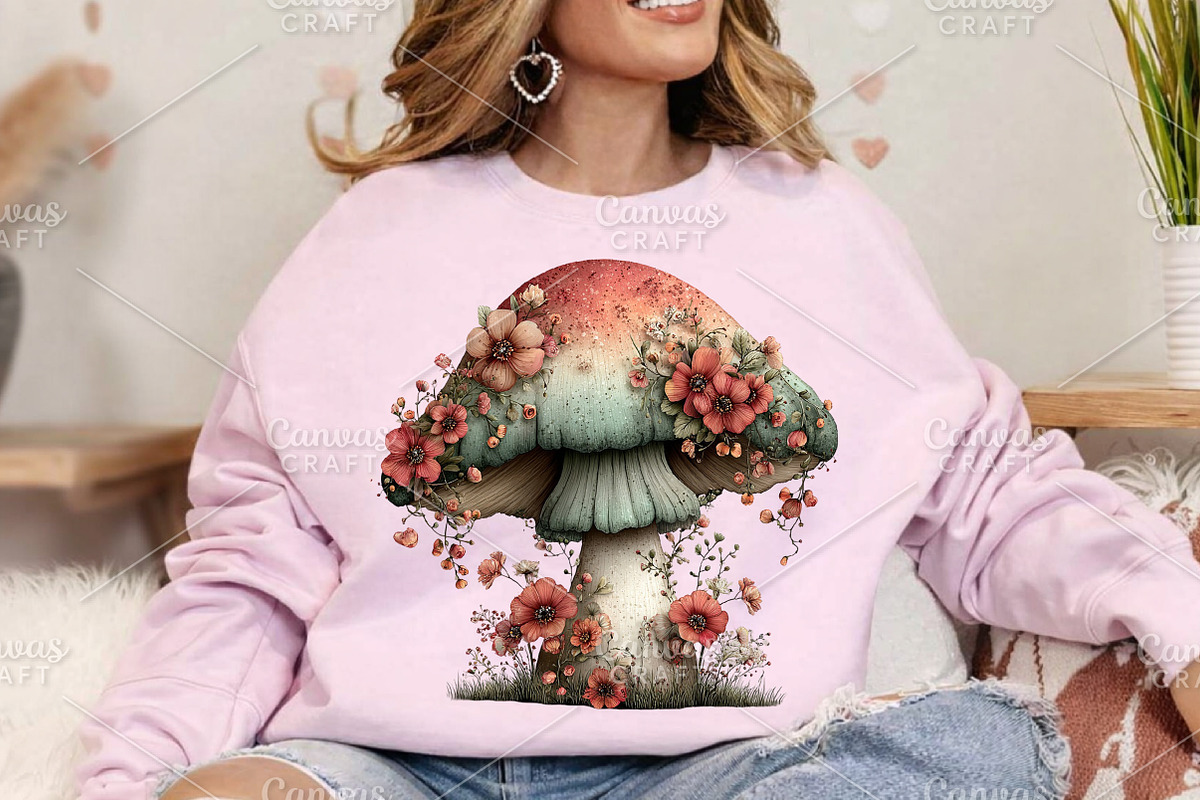 Whimsical Spring Mushroom Clipart, an Illustration by Canvas Craft (Photo 4 of 7)