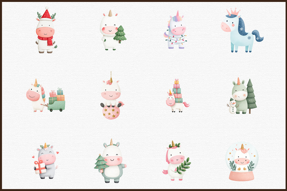 Christmas Unicorn Clipart Sublimatio, an Illustration by Sublimation Artist (Photo 3 of 6)