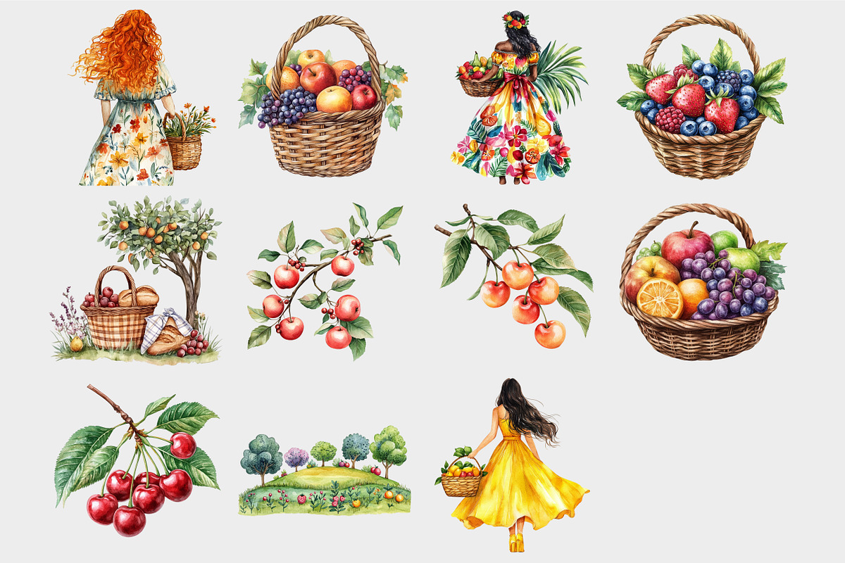 Watercolor Summer Fruit Clipart, a Seasonal Illustration by Design Market (Photo 5 of 5)