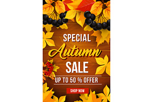 Autumn Sale Discount Vector Poster