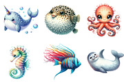 Watercolor Sea Animal Clipart, an Illustration by DreamArtGraphic (Thumbnail 3 of 5)