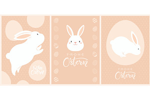 Easter cards set with bunnies, eggs, an Object Illustration by sceptical cactus