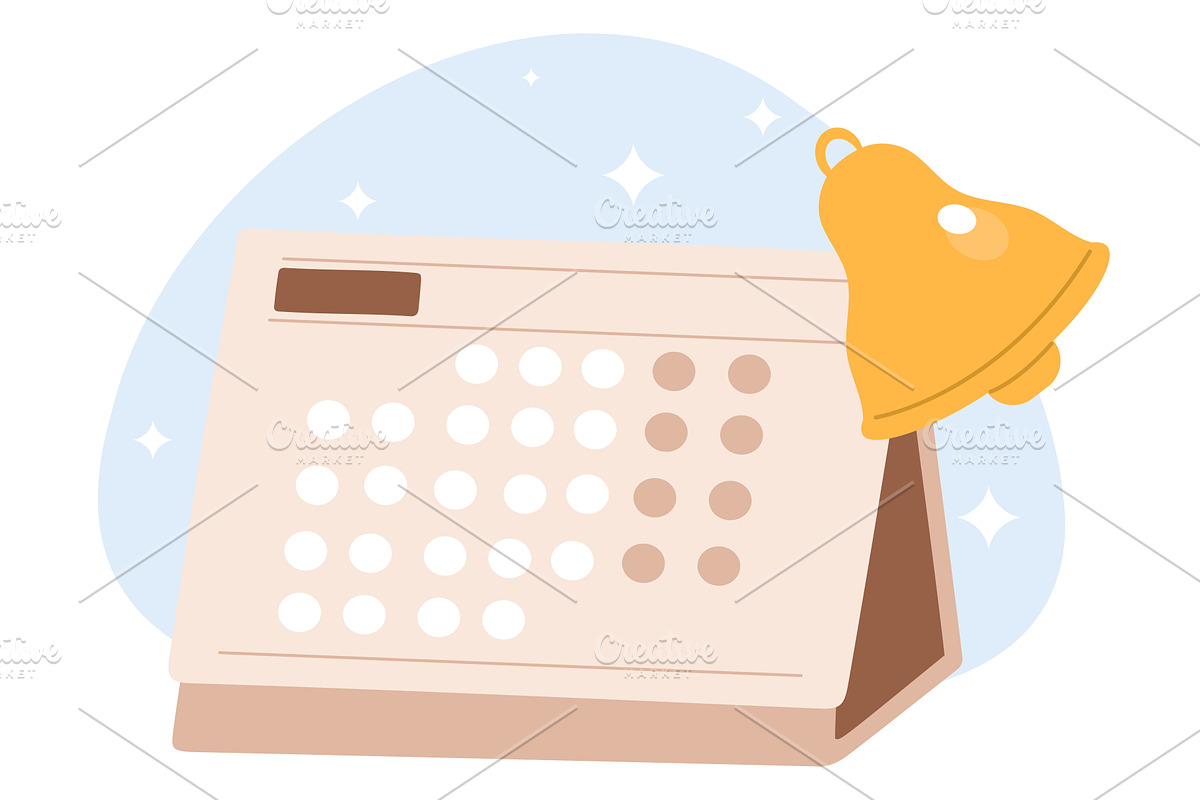 Calendar with yellow bell alert or, a Finance Illustration by Vectorbuum