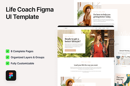 Feminine - Life Coach Figma Template, an UI Kit Template by FinestDevs