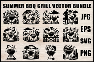 Black BBQ Grill SVG Set, an Object Graphic by jahid234