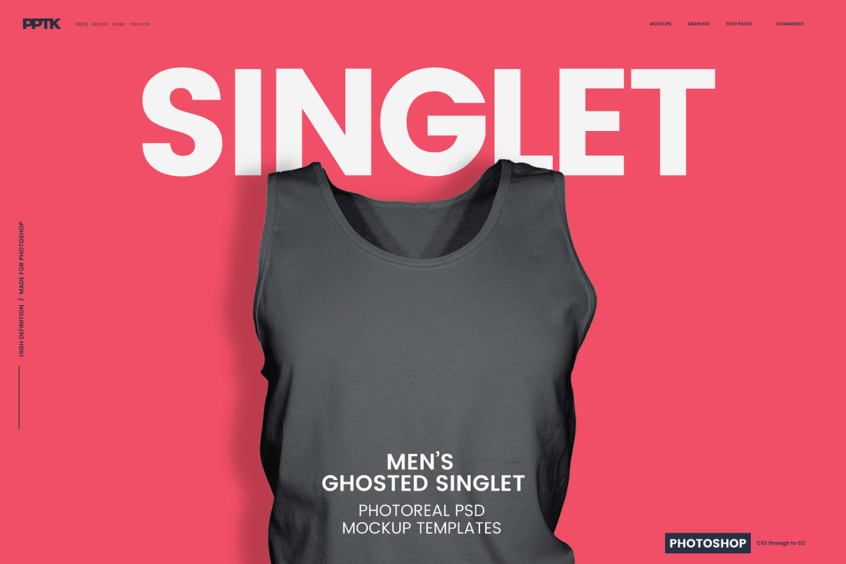 Men's Ghosted Singlet Templates, an Apparel Mockup by PrePress Toolkit (Photo 1 of 6)