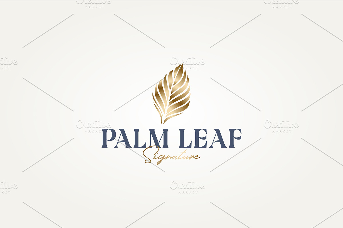 minimalist luxurious palm leaf logo, a Branding & Logo Template by Blazybone