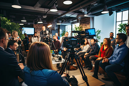group of people brainstorming in a c, a Photo by SaroStock