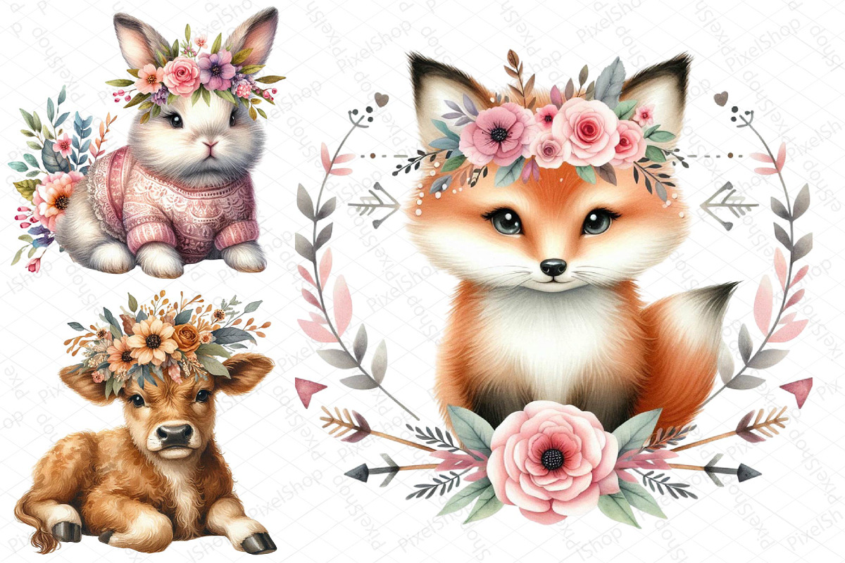 Boho Baby Clipart Bundle Boho Animal, an Illustration by DreamPrint404 (Photo 5 of 5)