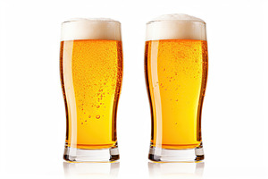 Glasses of beer isolated on white background, a Food & Drink Photo by AlyaAnd