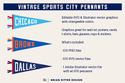 100 Vintage Sports City Pennants, an Object Graphic by Brian Ritter Design (Thumbnail 2 of 7)