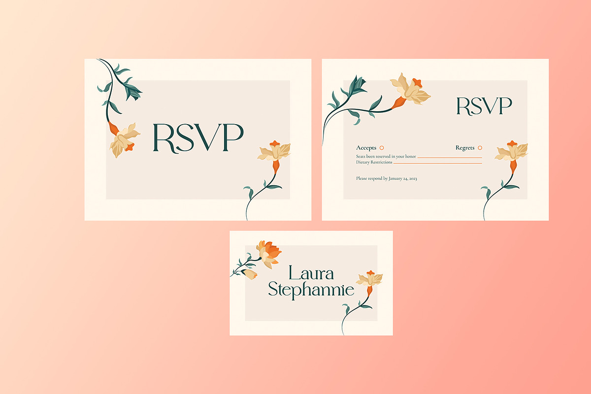 Clean Floral Wedding Suite, an Invitation Template by Neermana (Photo 3 of 4)