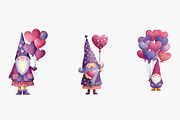 watercolor valentine cute gnome clip, an Illustration by CreationArt (Thumbnail 2 of 5)
