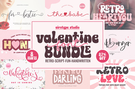 Heart Font Bundle | 8 Love Fonts, a Script Font by Airotype