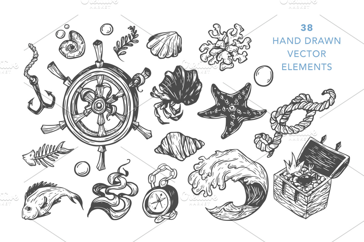 Nautical collection. Sea set., an Object Illustration by Olga Olmix (Photo 2 of 7)