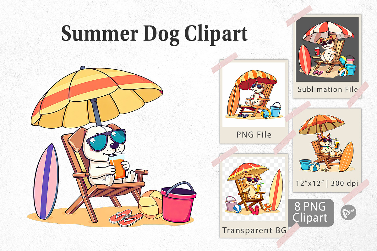 Summer Dog Clipart, a Graphic by Artnoy (Photo 1 of 5)