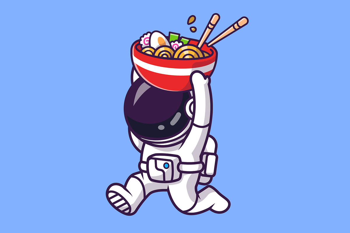Cute Astronaut Bring Ramen Bowl, a Food Illustration by Catalyst Labs