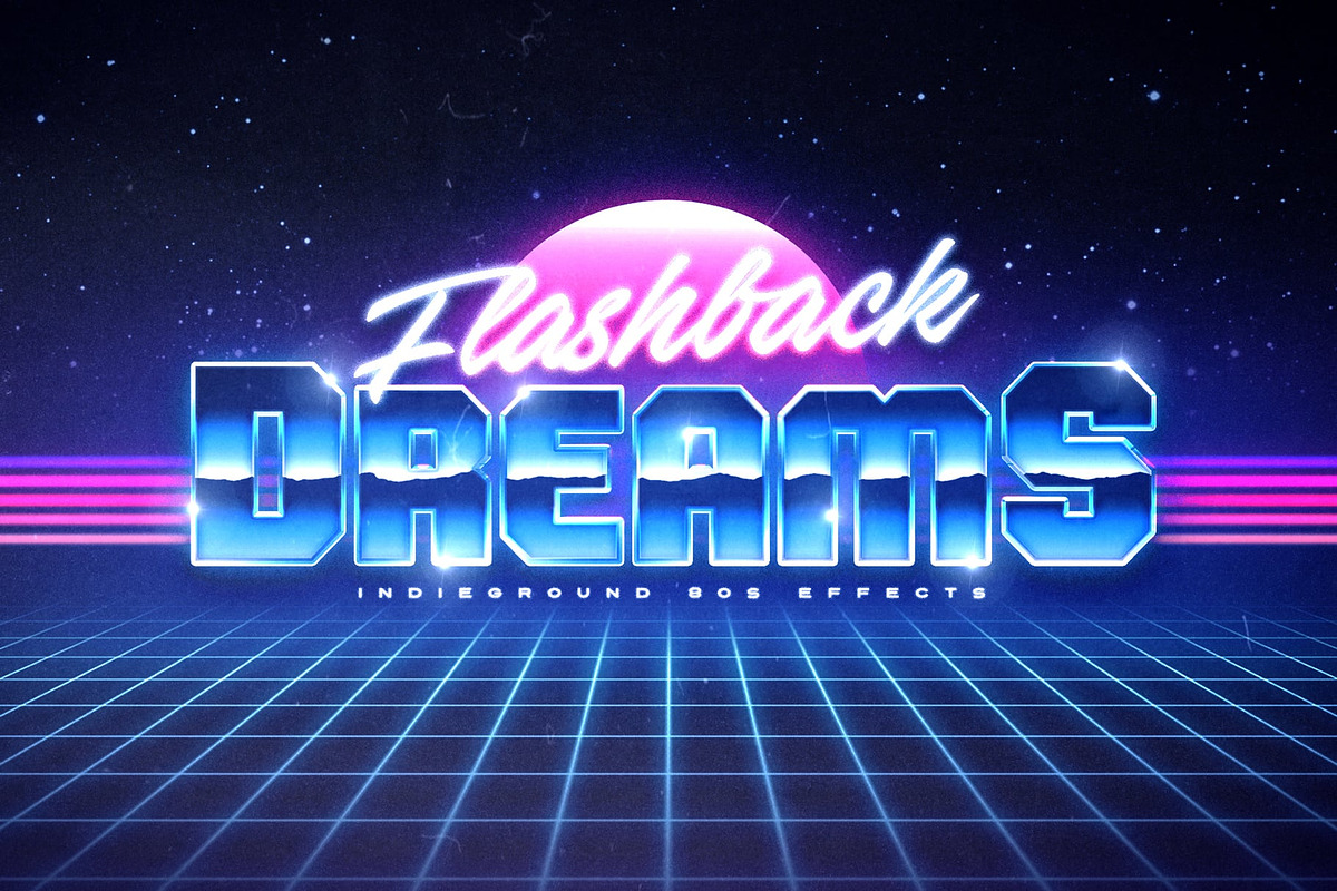 80s Text Effects Complete Bundle, a Layer Style Add-On by Indieground Design Inc. (Photo 8 of 31)