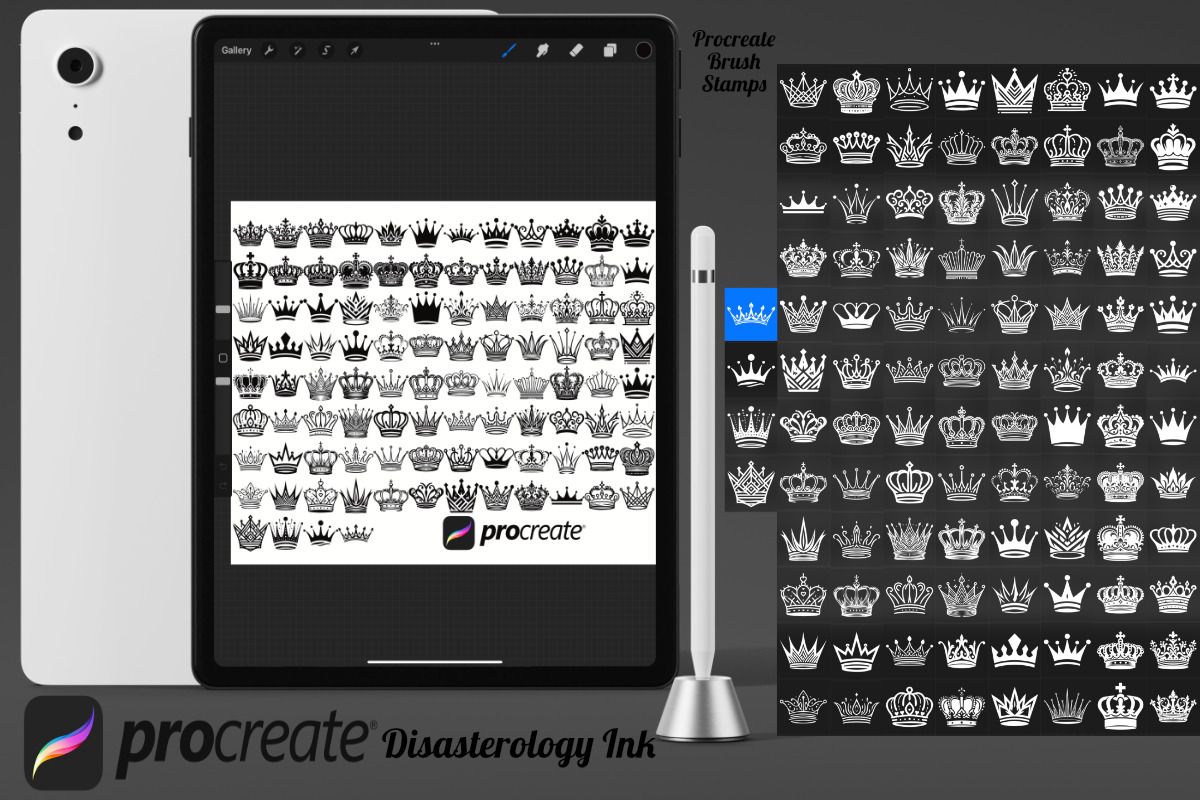 Royal Crowns Set 1 Procreate Brush, a Brush Add-On by Disasterology Ink (Photo 2 of 10)